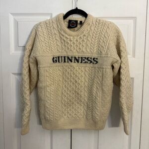 Guinness Official Cream Pure New Wool Cable Knit Sweater Medium